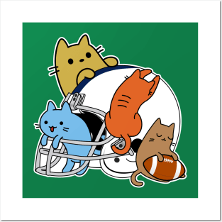 Cats playing American football helmet Posters and Art